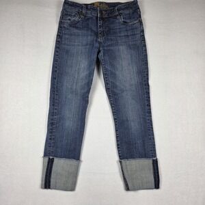 Kut From The Kloth Boyfriend Jeans Women's Sz 2 Wide Roll Cuff Crop Stretch Slim